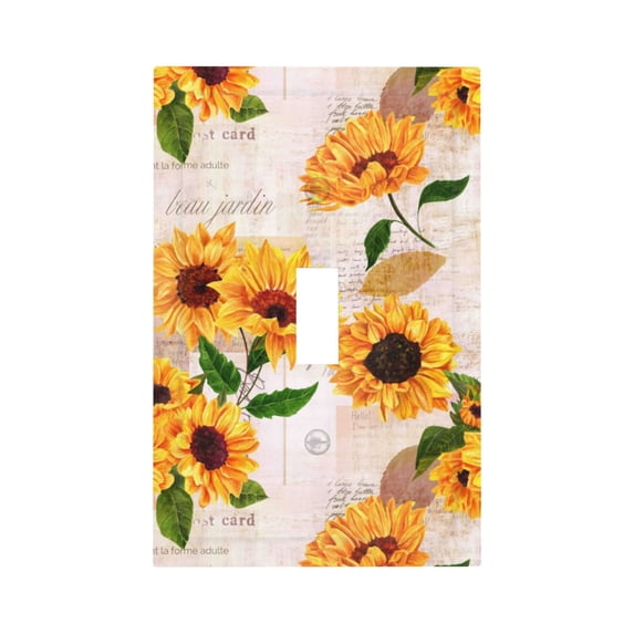 Kll Sunflower Wall Plate,Gloss Finish,Standard Size 1 - 5" X 3", Polycarbonate Thermoplastic,Electric Receptacle Plug Covers