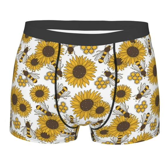 Kll Sunflowers And Bees Men'S Cotton Boxer Briefs Underwear-X-Large