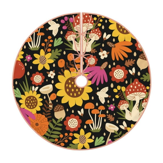 Kll Sunflowers Mushrooms Christmas Tree Skirt 30",Party Decorations Farmhouse For Christmas Decorations Holiday Party