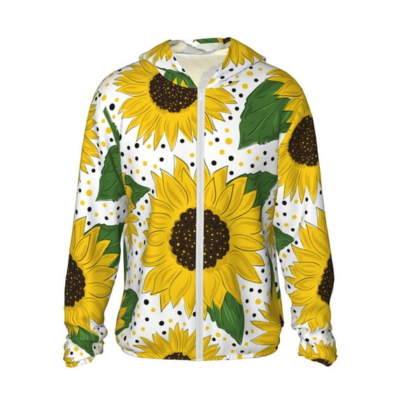 Kll Sunflowers Print Men'S Women’s Upf 50+ Sun Protection Outdoor Hoodie Jacket Long Sleeve Fishing Hiking Performance Shirt- Xx-Large