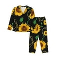 thumbnail image 1 of Kll Sunflowers Print Women'S Long Sleeve Pajamas With Pants Sleepwear Loungewear 2 Set-Small, 1 of 9
