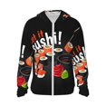 thumbnail image 1 of Kll Sushi Print Men'S Women’s Upf 50+ Sun Protection Outdoor Hoodie Jacket Long Sleeve Fishing Hiking Performance Shirt- Large, 1 of 8