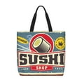 thumbnail image 1 of Kll Sushi Retro Sign Pattern Aesthetic Tote Bag For Women Beach Bag Shopping Bags Shoulder Bag Reusable Grocery Bags, 1 of 8