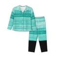 thumbnail image 1 of Kll Teal Turquoise Print Women'S Long Sleeve Pajamas With Pants Sleepwear Loungewear 2 Set-X-Large, 1 of 9
