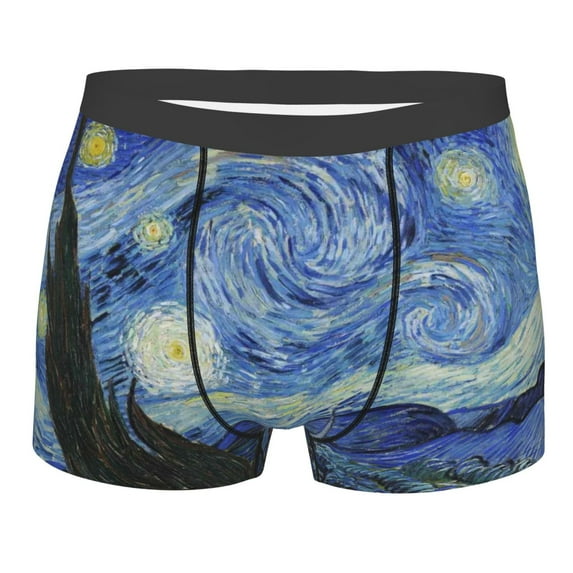 Kll The Starry Night Men'S Cotton Boxer Briefs Underwear-Large