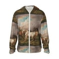 thumbnail image 1 of Kll Three Horses Oil Painting Print Men'S Women’s Upf 50+ Sun Protection Outdoor Hoodie Jacket Long Sleeve Fishing Hiking Performance Shirt- Small, 1 of 8