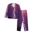 thumbnail image 1 of Kll Thunderstorm Violet Purple Print Women'S Long Sleeve Pajamas With Pants Sleepwear Loungewear 2 Set-Xx-Large, 1 of 9