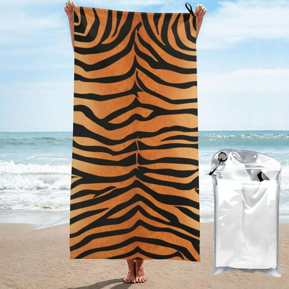 Kll Tiger Microfiber Beach Towel Fast Drying,Extra Large 31.5"X63" Sand Free Beach Towel Super Lightweight Towels