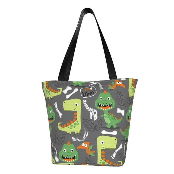 Kll Tote Bag For Women Cartoon Dinosaurs.Cute Dinosaurs Print Shopping Grocery Reusable Bags For Office School Shopping Travel