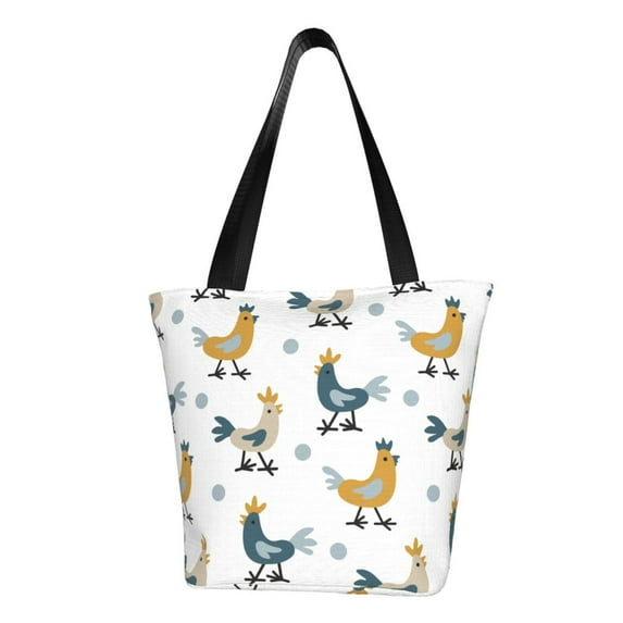 Kll Tote Bag For Women Farm Roosters Print Shopping Grocery Reusable Bags For Office School Shopping Travel