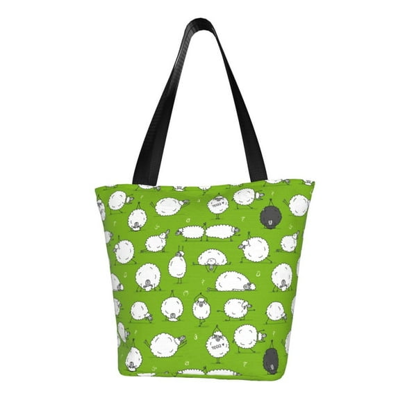 Kll Tote Bag For Women Funny Sheep Doing Yoga Print Shopping Grocery Reusable Bags For Office School Shopping Travel