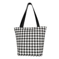 thumbnail image 1 of Kll Tote Bag For Women Houndstooth Black And White Print Shopping Grocery Reusable Bags For Office School Shopping Travel, 1 of 7