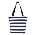 thumbnail image 1 of Kll Tote Bag For Women Navy Blue And White Stripes Print Shopping Grocery Reusable Bags For Office School Shopping Travel, 1 of 7