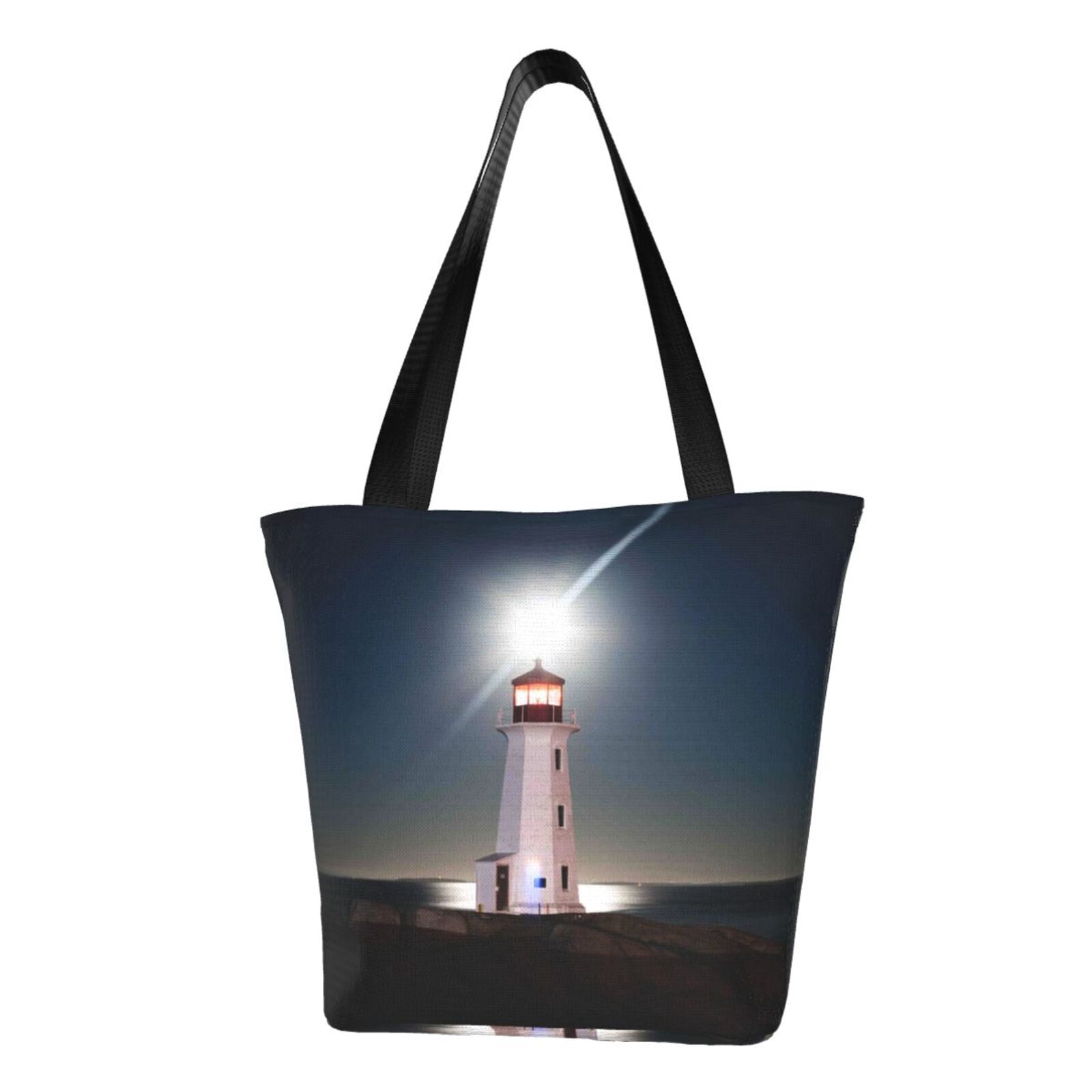 Kll Tote Bag For Women Peggy'S Cove Lighthouse Print Shopping Grocery ...