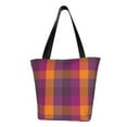 thumbnail image 1 of Kll Tote Bag For Women Purple Yellow Buffalo Plaid Print Shopping Grocery Reusable Bags For Office School Shopping Travel, 1 of 7