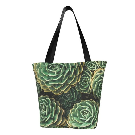 Kll Tote Bag For Women Succulents Print Shopping Grocery Reusable Bags For Office School Shopping Travel
