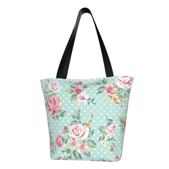 Kll Tote Bag For Women Vintage Floral Print Shopping Grocery Reusable Bags For Office School Shopping Travel