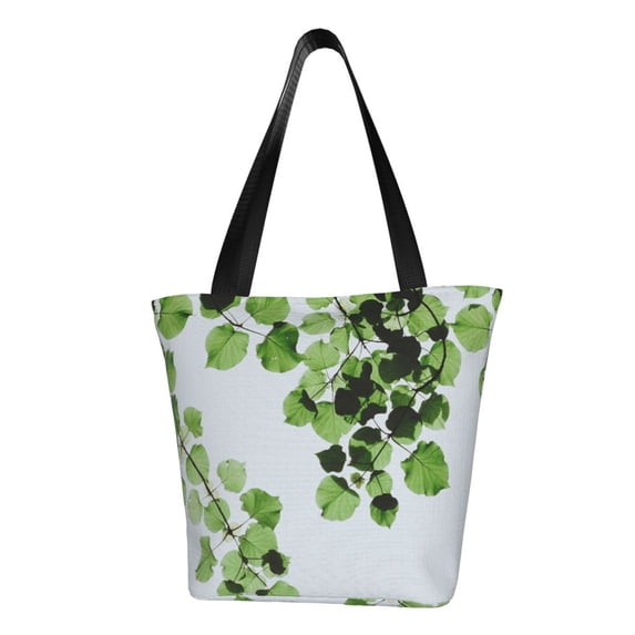 Kll Tote Bag For Women Watercolor Green Leaves Print Shopping Grocery Reusable Bags For Office School Shopping Travel