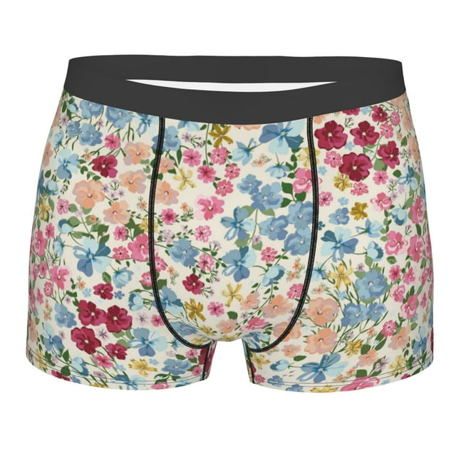 Kll Trendy Floral Design Men'S Cotton Boxer Briefs Underwear-X-Large ...