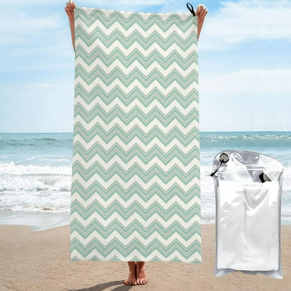 Kll Triangular Stripe Microfiber Beach Towel Fast Drying,Extra Large 27.5"X55" Sand Free Beach Towel Super Lightweight Towels
