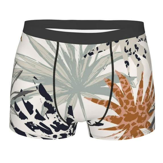 Kll Tropical Leaves Men'S Cotton Boxer Briefs Underwear-Large