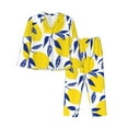 thumbnail image 1 of Kll Tropical Lemon Print Women'S Long Sleeve Pajamas With Pants Sleepwear Loungewear 2 Set-Xx-Large, 1 of 9