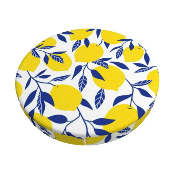 Kll Tropical Lemon Round Bar Chair Cushion Cover 13 Inch,Bar Stool Protector With Elastic, Soft Washable