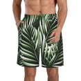 thumbnail image 1 of Kll Tropical Palm Leaves1 Men'S Casual Summer Beach Shorts Hawaiian Shorts With Pockets-3x-Large, 1 of 9