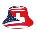 thumbnail image 1 of Kll USA Switzerland Bucket Hat for Women Men Packable Travel Beach Sun Hat Outdoor Rave Accessories Reflective Fisherman Cap, 1 of 1