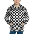 thumbnail image 1 of Kll Unisex Kids Boys Girls Hooded Pocket Pullover Hoodies-3d Black And White Chessboard, 1 of 9