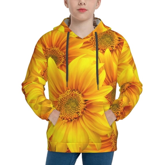 Kll Unisex Kids Boys Girls Hooded Pocket Pullover Hoodies-3d Sunflowers