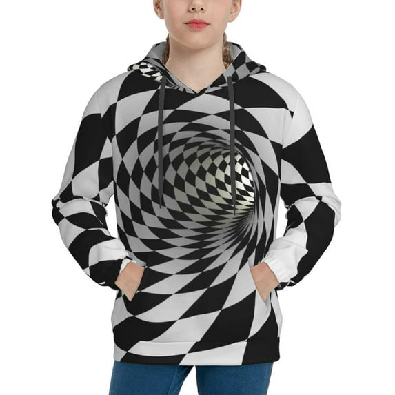 Kll Unisex Kids Boys Girls Hooded Pocket Pullover Hoodies-3d Vortex Illusion
