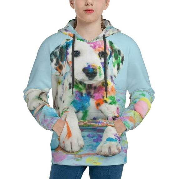 Kll Unisex Kids Boys Girls Hooded Pocket Pullover Hoodies-A Funny Little Dalmatian Puppy