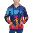 thumbnail image 1 of Kll Unisex Kids Boys Girls Hooded Pocket Pullover Hoodies-Beach With Palm Trees, 1 of 9