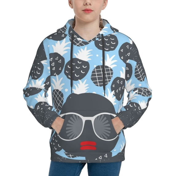 Kll Unisex Kids Boys Girls Hooded Pocket Pullover Hoodies-Black Head Woman
