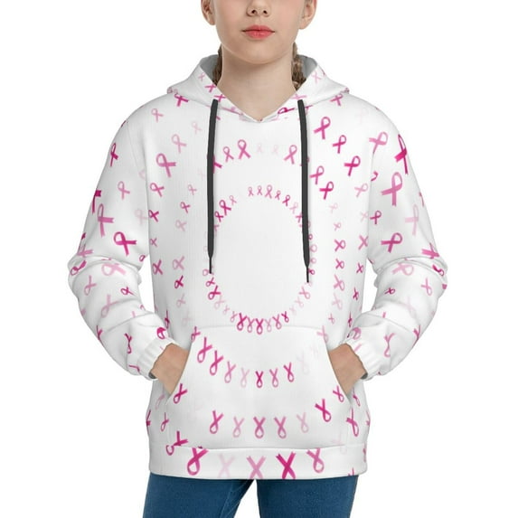 Kll Unisex Kids Boys Girls Hooded Pocket Pullover Hoodies-Breast Cancer Awareness