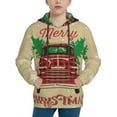 thumbnail image 1 of Kll Unisex Kids Boys Girls Hooded Pocket Pullover Hoodies-Christmas Vintage Red Truck, 1 of 9