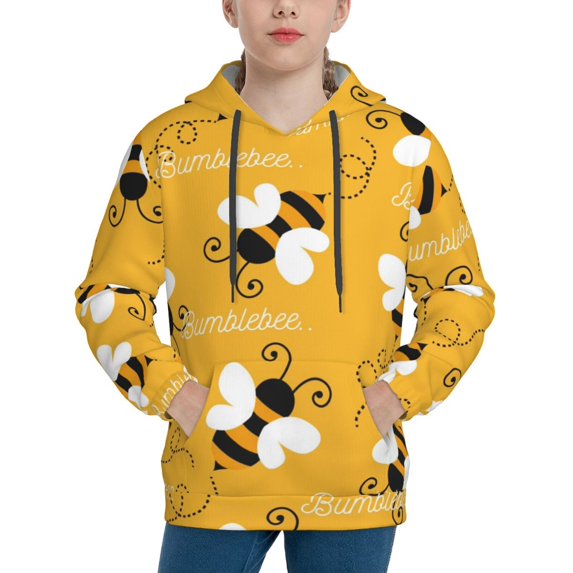 Kll Unisex Kids Boys Girls Hooded Pocket Pullover Hoodies-Cute Bee Butterfly Yelllow