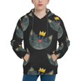 thumbnail image 1 of Kll Unisex Kids Boys Girls Hooded Pocket Pullover Hoodies-Faces Of The Cat, 1 of 9