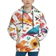 thumbnail image 1 of Kll Unisex Kids Boys Girls Hooded Pocket Pullover Hoodies-Flowers Birds And Butterflies, 1 of 9