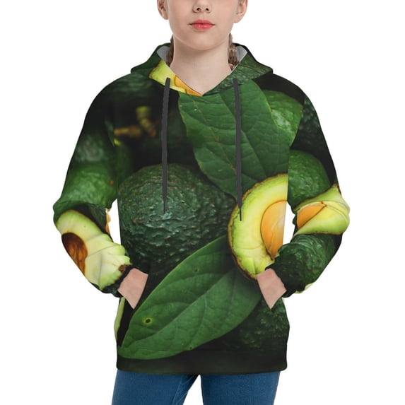 Kll Unisex Kids Boys Girls Hooded Pocket Pullover Hoodies-Fresh Avocados