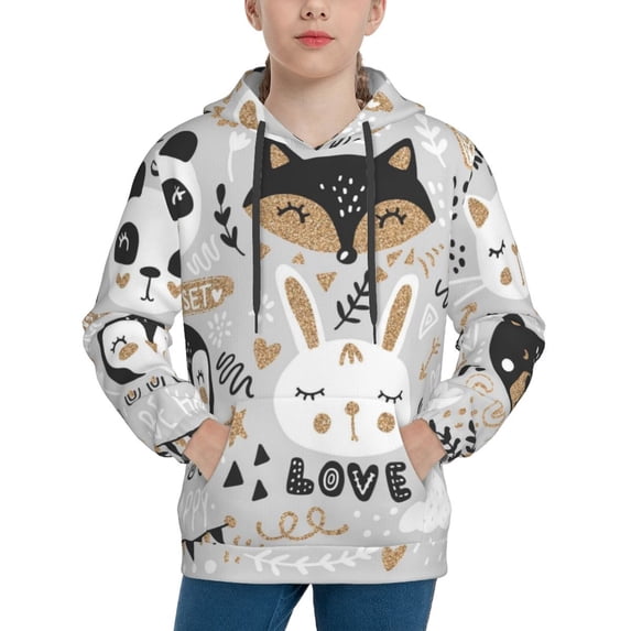 Kll Unisex Kids Boys Girls Hooded Pocket Pullover Hoodies-Funny Animals Series