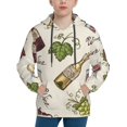 thumbnail image 1 of Kll Unisex Kids Boys Girls Hooded Pocket Pullover Hoodies-Grapes Bbottles Wine, 1 of 9