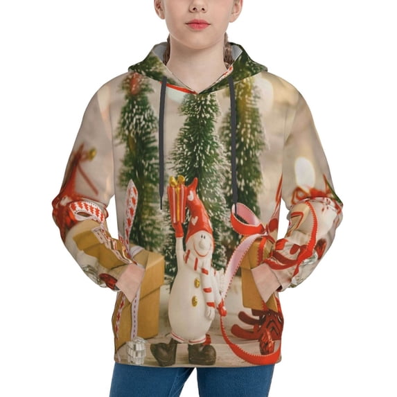 Kll Unisex Kids Boys Girls Hooded Pocket Pullover Hoodies-Holiday Christmas Stars