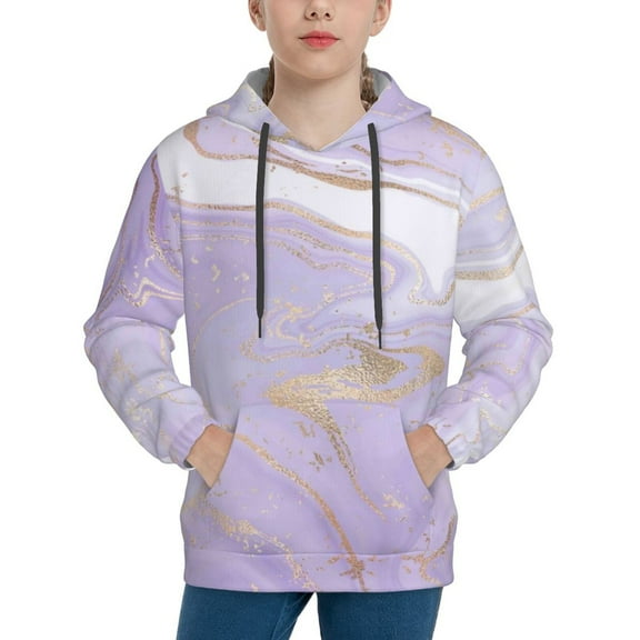Kll Unisex Kids Boys Girls Hooded Pocket Pullover Hoodies-Lavender Glitter Foil Stripes