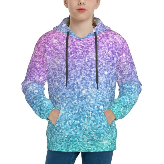Kll Unisex Kids Boys Girls Hooded Pocket Pullover Hoodies-Multicolor Glitter