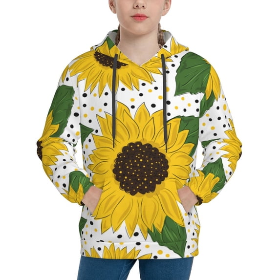 Kll Unisex Kids Boys Girls Hooded Pocket Pullover Hoodies-Sunflowers