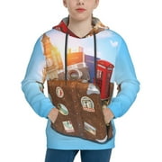 Kll Unisex Kids Boys Girls Hooded Pocket Pullover Hoodies-Trip To London