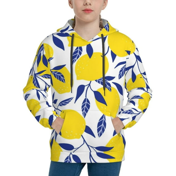 Kll Unisex Kids Boys Girls Hooded Pocket Pullover Hoodies-Tropical Lemon