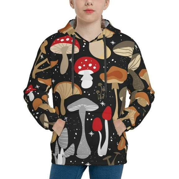 Kll Unisex Kids Boys Girls Hooded Pocket Pullover Hoodies-Various Mushrooms